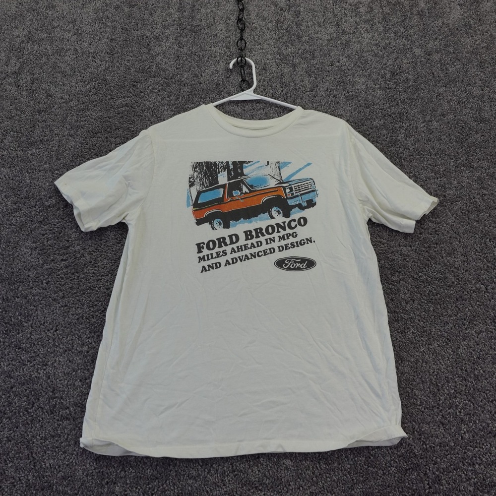 Ford T Shirt Womens 2X White Bronco Miles Ahead In MPG Advanced Design Graphic